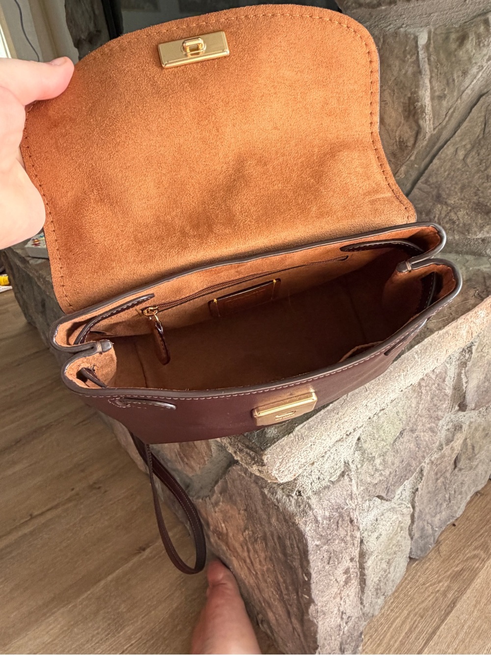 Coach Leather Emory Top Handle - Dark Brown with Gold Hardware - Picture 7 of 8